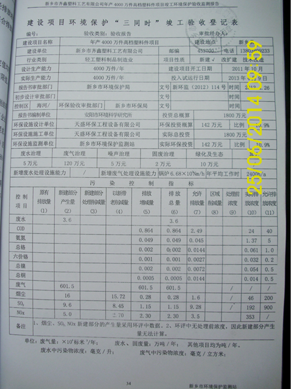 河南新乡高档塑料件废水处理案例